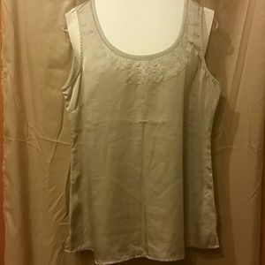 NWT Silver Tank with Beaded Neckline